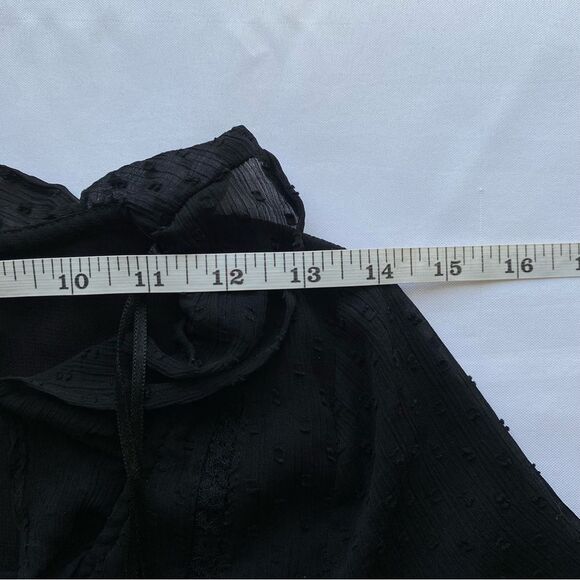 Zara Limited Edition Black Swiss Dot Ruffle Blouse Size Small - Picture 13 of 15